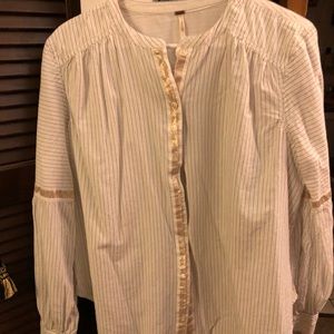 Cream striped top with gold embellishments
